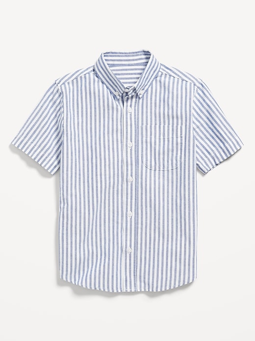 View large product image 1 of 1. Short-Sleeve Striped Oxford Shirt for Boys