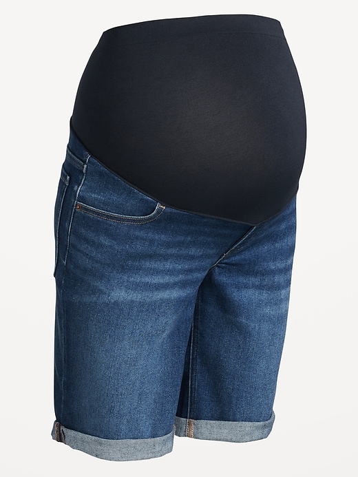 Image number 4 showing, Maternity Full-Panel OG Straight Jean Shorts -- 9-inch inseam