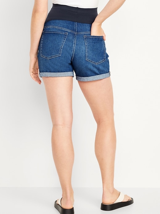 Image number 2 showing, Maternity Full-Panel OG Straight Jean Shorts -- 5-inch inseam