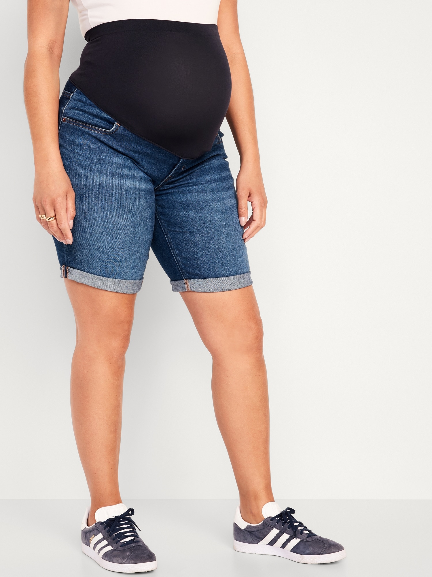 Maternity Full-Panel OG Straight Jean Shorts -- 9-inch inseam