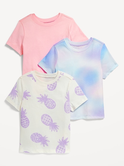 View large product image 1 of 3. Short-Sleeve Lettuce-Edge T-Shirt 3-Pack for Toddler Girls