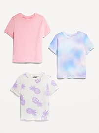 View large product image 3 of 3. Short-Sleeve Lettuce-Edge T-Shirt 3-Pack for Toddler Girls