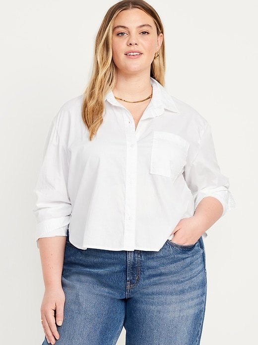 Image number 7 showing, Cropped Loose Button-Down Shirt
