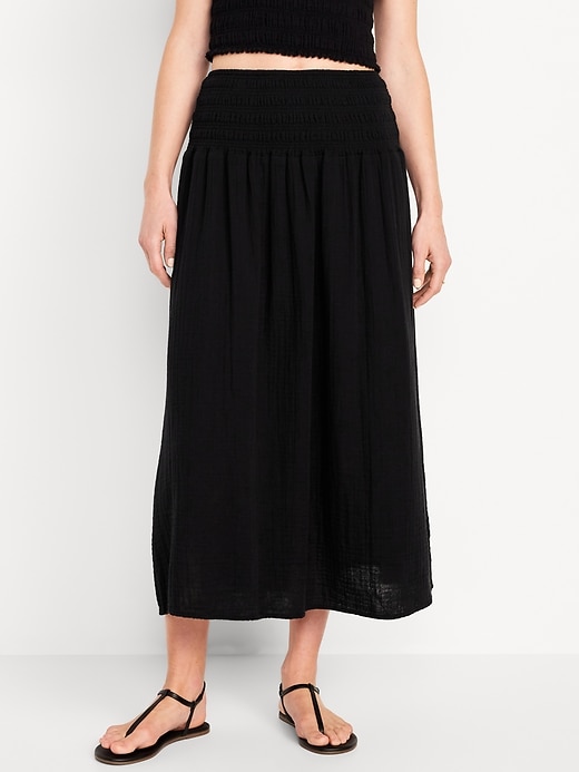 Image number 1 showing, High-Waisted Crinkle Gauze Maxi Skirt