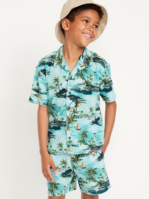 View large product image 1 of 3. Short-Sleeve Loop-Terry Camp Shirt  for Boys