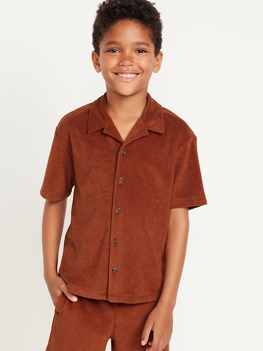 View large product image 1 of 3. Short-Sleeve Loop-Terry Camp Shirt  for Boys