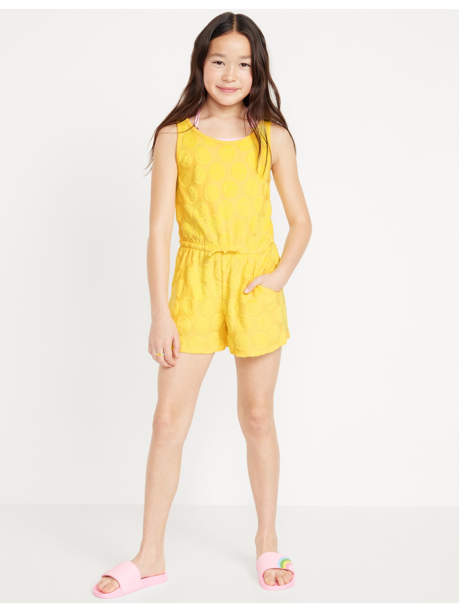 Sleeveless Terry Cinched-Waist Romper for Girls Hot Deal
