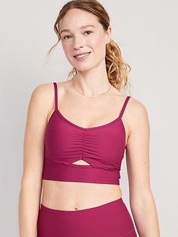 Light Support PowerSoft Ruched Sports Bra for Women, Old Navy in 2023