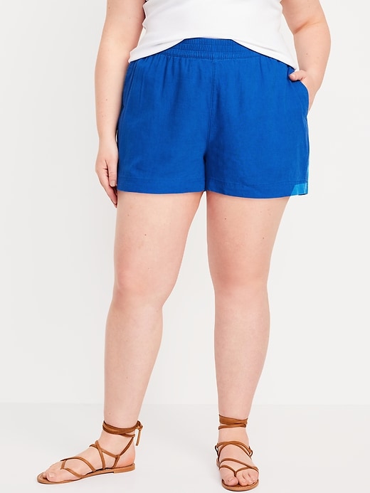 Image number 6 showing, High-Waisted Linen-Blend Pull-On Shorts -- 3.5-inch inseam