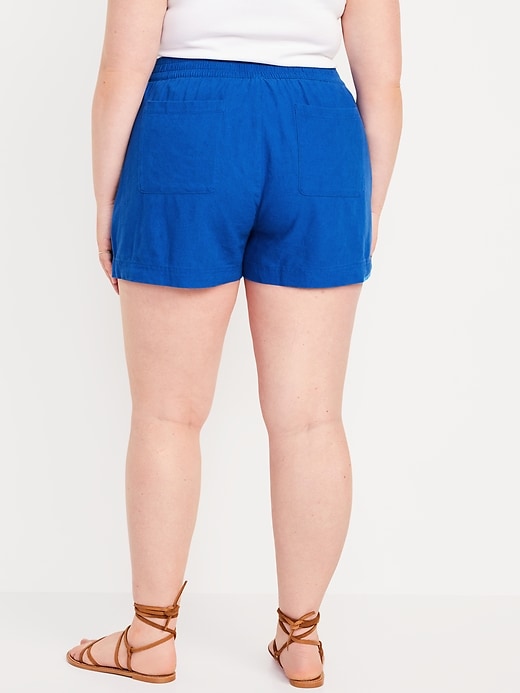 Image number 7 showing, High-Waisted Linen-Blend Pull-On Shorts -- 3.5-inch inseam