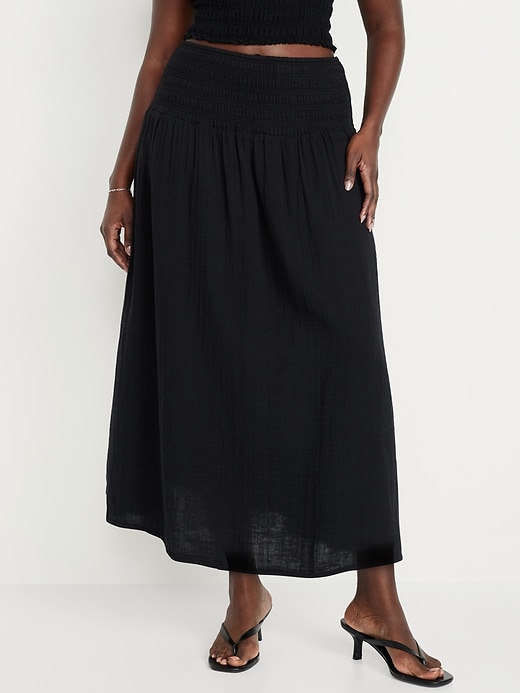 Image number 5 showing, High-Waisted Crinkle Gauze Maxi Skirt
