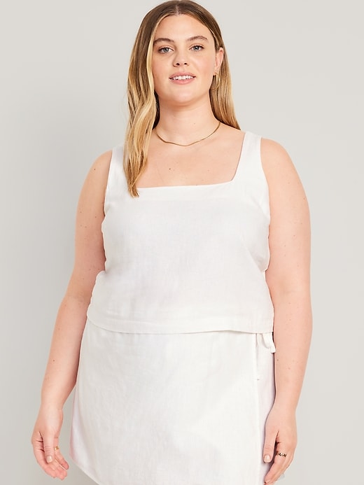 Image number 7 showing, Sleeveless Linen-Blend Cropped Top