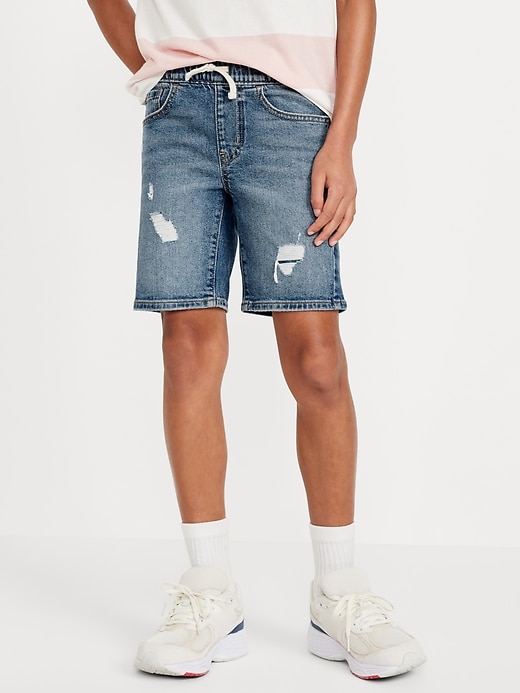 View large product image 1 of 5. Knee Length 360° Stretch Pull-On Jean Shorts for Boys