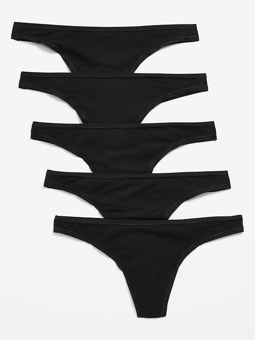 View large product image 1 of 3. Mid-Rise Everyday Cotton Thong  5-Pack