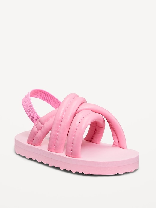 View large product image 1 of 4. Puffy Faux-Leather Cross-Strap Sandals for Baby