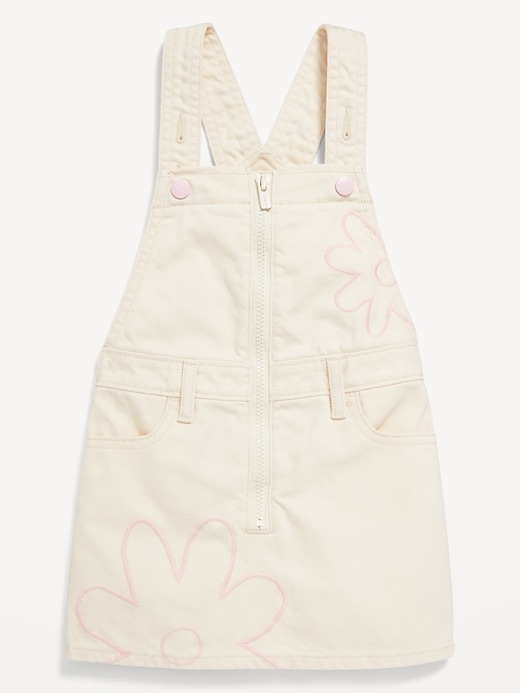 View large product image 1 of 2. Zip-Front Embroidered Skirtall Jean Dress for Toddler Girls