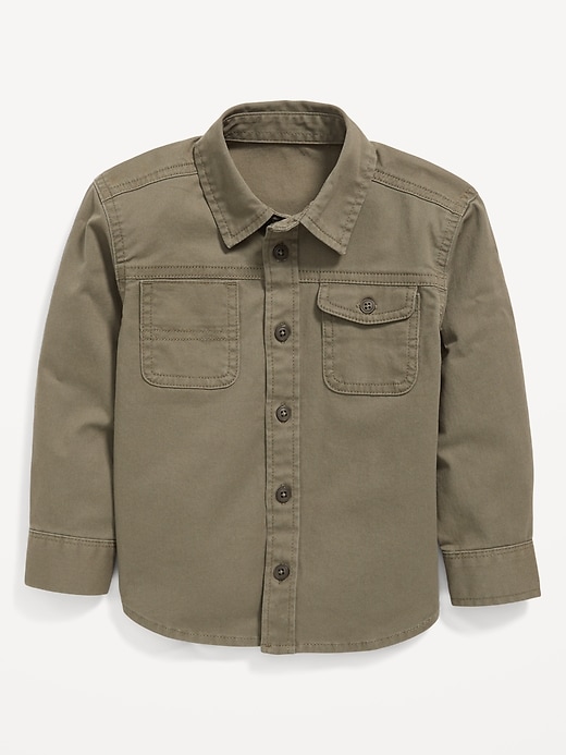 View large product image 1 of 1. Long-Sleeve Utility Pocket Shirt for Toddler Boys