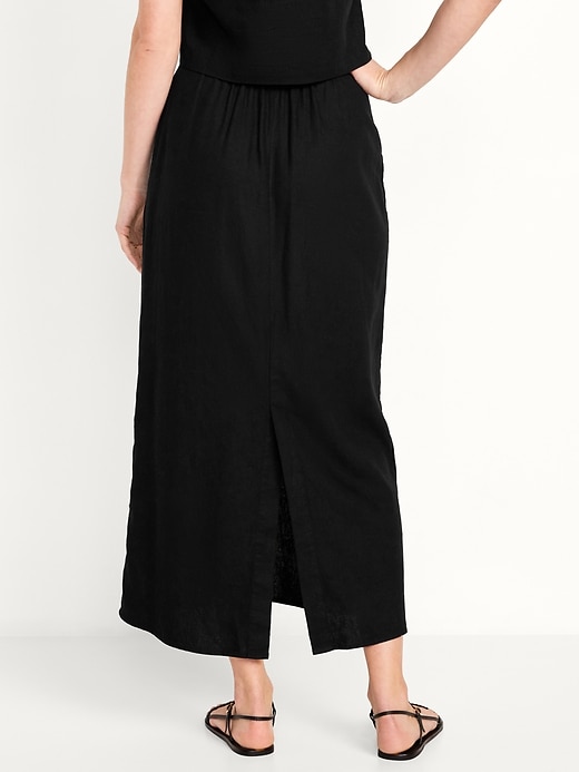 Image number 2 showing, High-Waisted Linen-Blend Maxi Skirt
