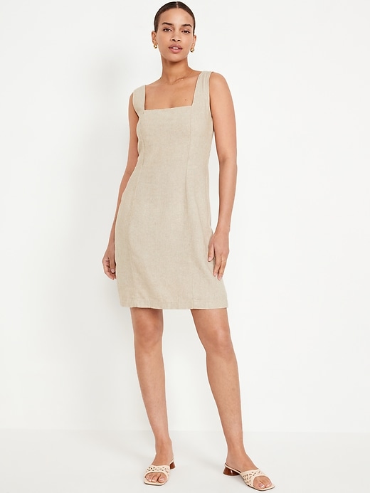 Image number 1 showing, Sleeveless Linen-Blend Mini Dress