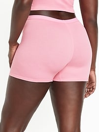 View large product image 6 of 8. High-Waisted Rib-Knit Boyshort Boxer Briefs -- 3-inch inseam