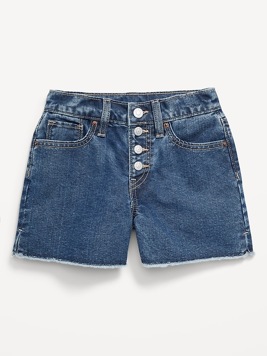View large product image 1 of 1. High-Waisted Wow Frayed-Hem Jean Shorts for Girls