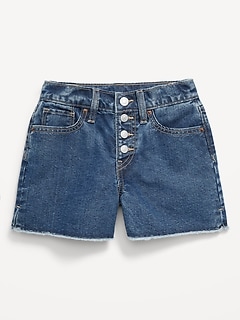 High-Waisted Wow Frayed-Hem Jean Shorts for Girls