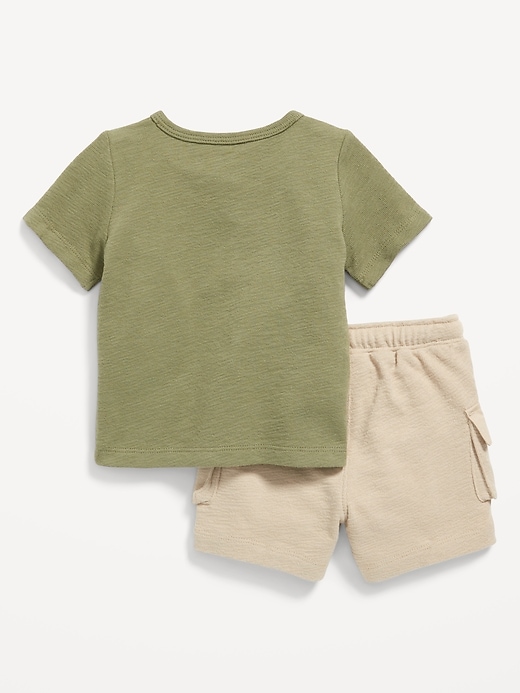View large product image 2 of 4. Textured Henley Pocket T-Shirt and Shorts Set for Baby