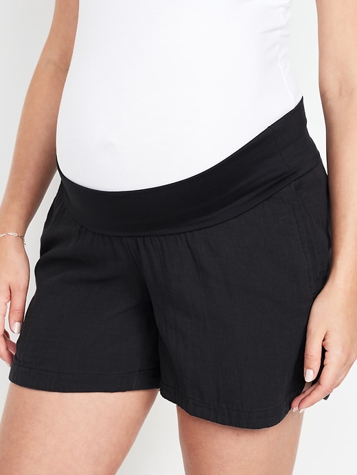 Image number 5 showing, Maternity Foldover-Waist Shorts -- 3-inch inseam