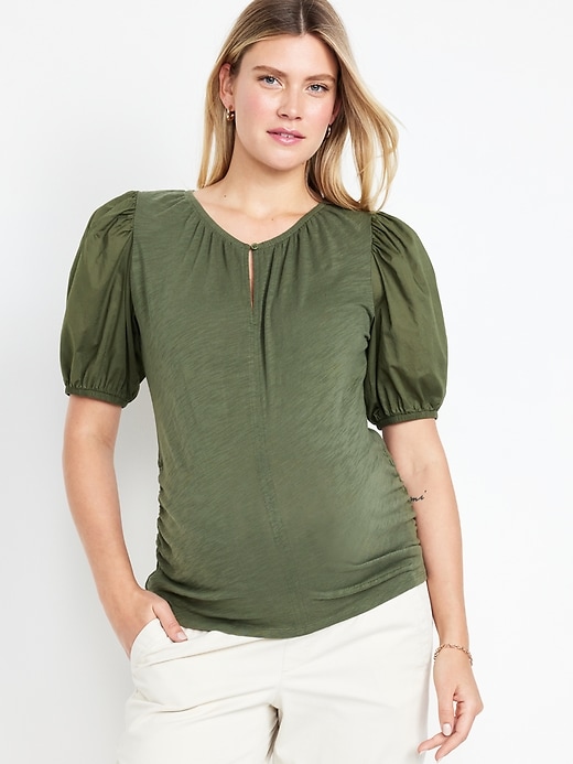 Image number 1 showing, Maternity Puff-Sleeve Top
