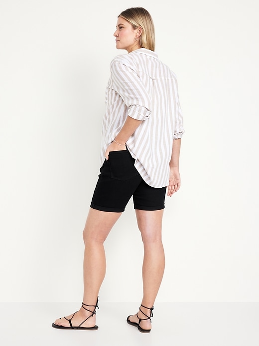 Image number 8 showing, Maternity Full-Panel OG Straight Jean Shorts -- 9-inch inseam