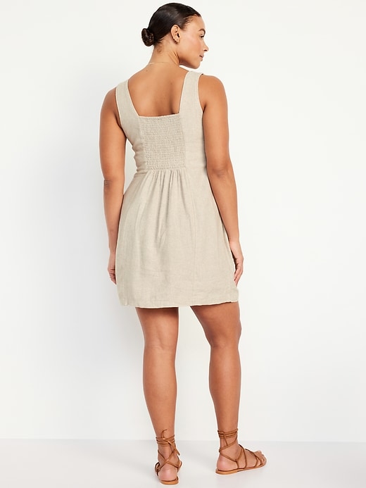 Image number 5 showing, Sleeveless Linen-Blend Mini Dress