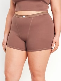 View large product image 7 of 8. High-Waisted Rib-Knit Boyshort Boxer Briefs -- 3-inch inseam