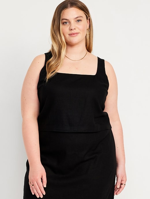 Image number 7 showing, Sleeveless Linen-Blend Cropped Top