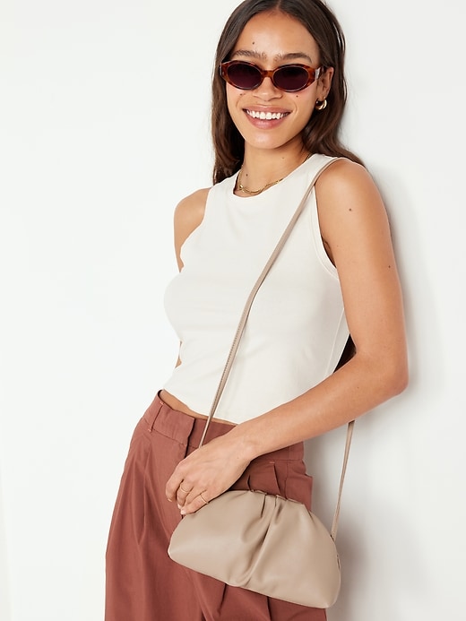 Image number 2 showing, Faux-Leather Gathered Clutch Crossbody Bag
