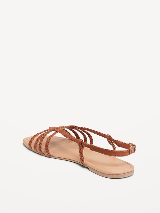Image number 4 showing, Faux-Leather Braided Flat Sandals