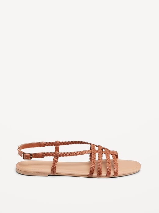 Image number 6 showing, Faux-Leather Braided Flat Sandals