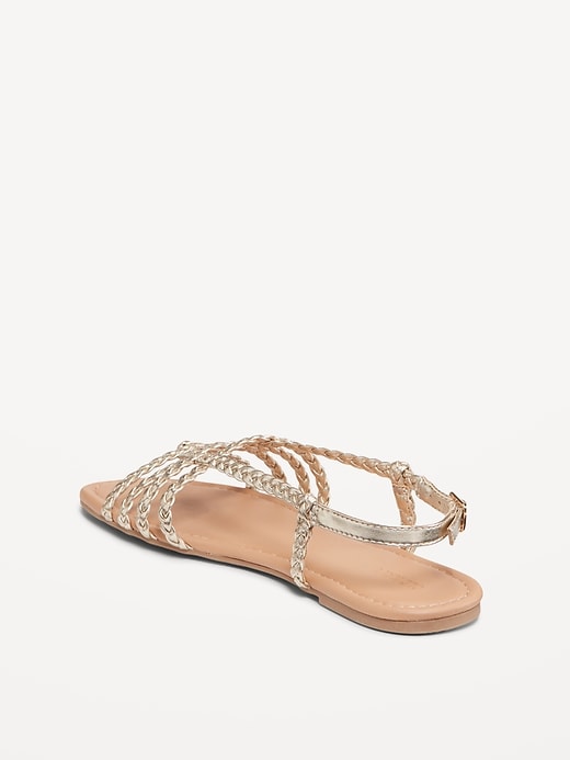 Image number 4 showing, Faux-Leather Braided Flat Sandals