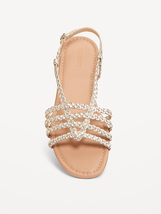 Image number 5 showing, Faux-Leather Braided Flat Sandals