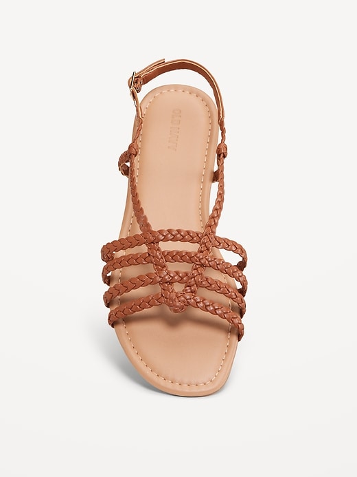 Image number 2 showing, Faux-Leather Braided Flat Sandals