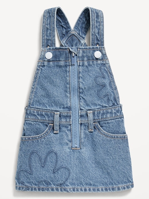 View large product image 1 of 2. Zip-Front Embroidered Skirtall Jean Dress for Baby