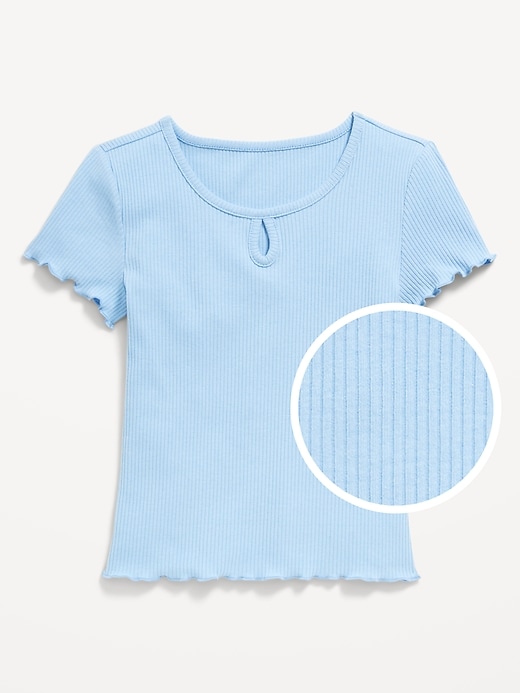 View large product image 1 of 1. Short-Sleeve Keyhole Cutout Lettuce-Edge Top for Girls