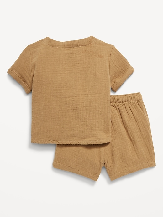 View large product image 2 of 3. Double-Weave Henley Top and Shorts Set for Baby