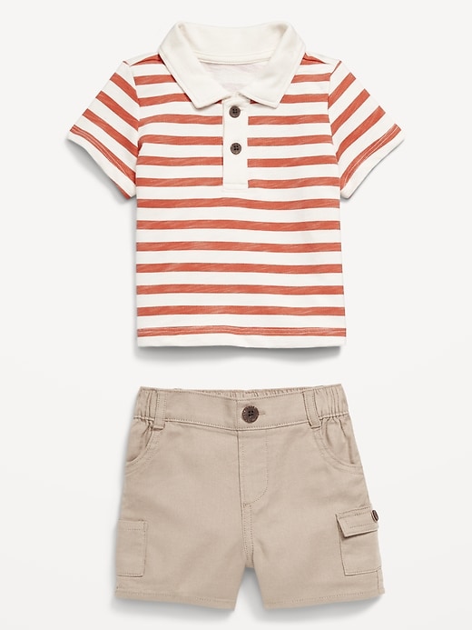 View large product image 2 of 2. Little Navy Organic-Cotton Polo Shirt and Shorts Set for Baby