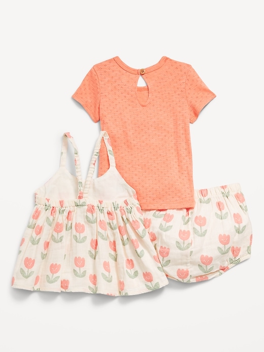 View large product image 2 of 3. Little Navy Organic-Cotton Dress, T-Shirt, Shorts 3-Piece for Baby
