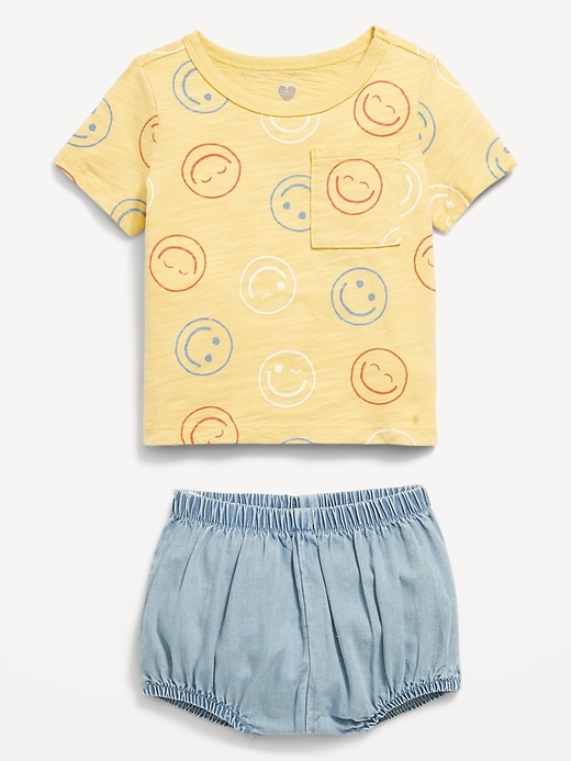 View large product image 2 of 2. Little Navy Organic-Cotton Pocket T-Shirt and Shorts Set for Baby