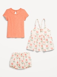 View large product image 3 of 3. Little Navy Organic-Cotton Dress, T-Shirt, Shorts 3-Piece for Baby