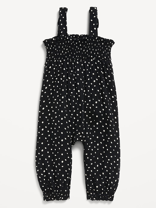 View large product image 2 of 2. Printed Sleeveless Smocked Tie-Knot Jumpsuit for Baby