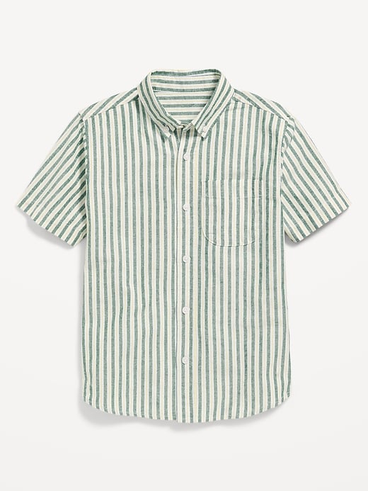 View large product image 1 of 2. Short-Sleeve Striped Oxford Shirt for Boys
