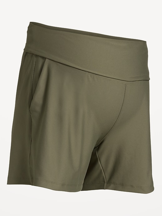 Image number 2 showing, Maternity Rollover-Waist PowerSoft Shorts -- 5-inch inseam