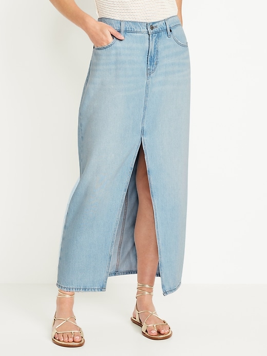 Image number 2 showing, Mid-Rise Jean Maxi Skirt